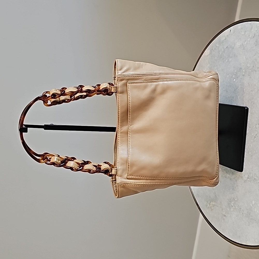 👑AUTHENTIC RARE👑 Vintage CHANEL CC Beige Lambskin Shoulder Tote - Picture 6 of 15